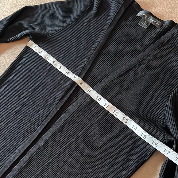 RALPH LAUREN BLACK LABEL Ribbed Silk Black Long Cardigan Duster 100% SILK -Large - Picture 7 of 12